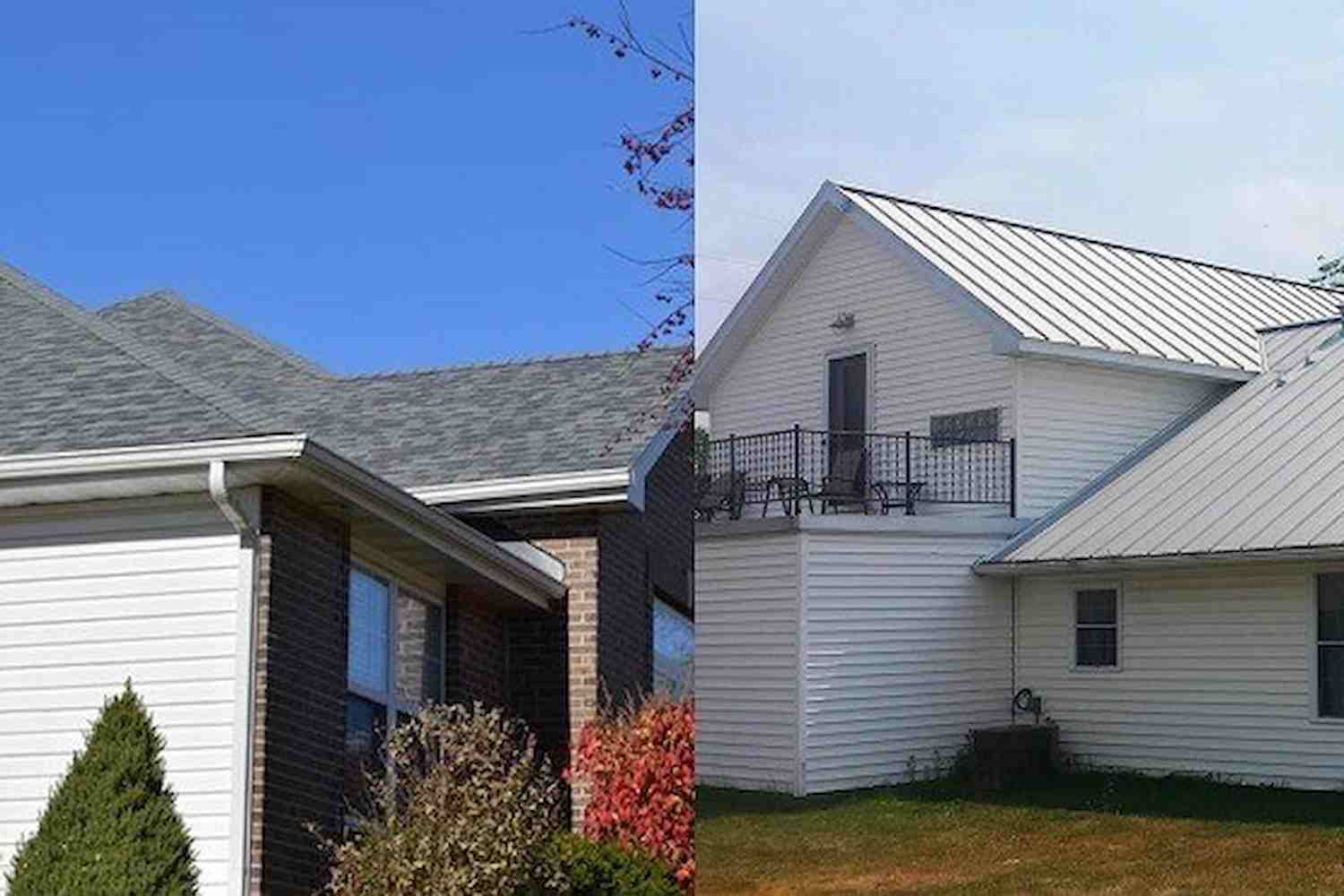 image comparison of Shingles vs Metal Roofing