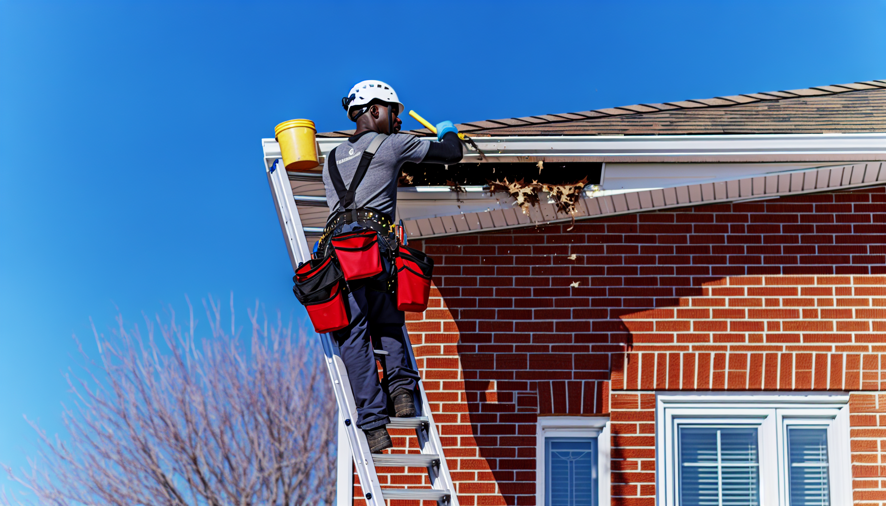 Professional cleaning of roof gutters