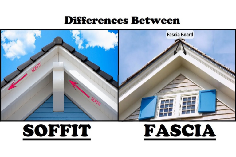Fascia boards supporting the roofline and gutter system
