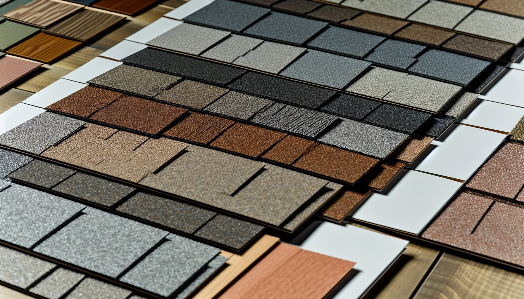 Variety of roof shingle samples