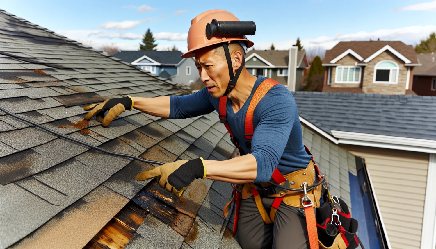 Roof covered with a heavy-duty tarp