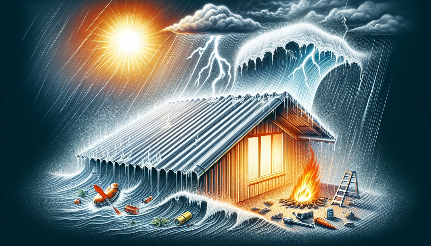 Illustration of PVC roofing's weather resilience