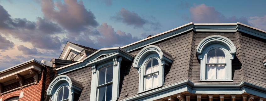 Illustration of different mansard roof variations