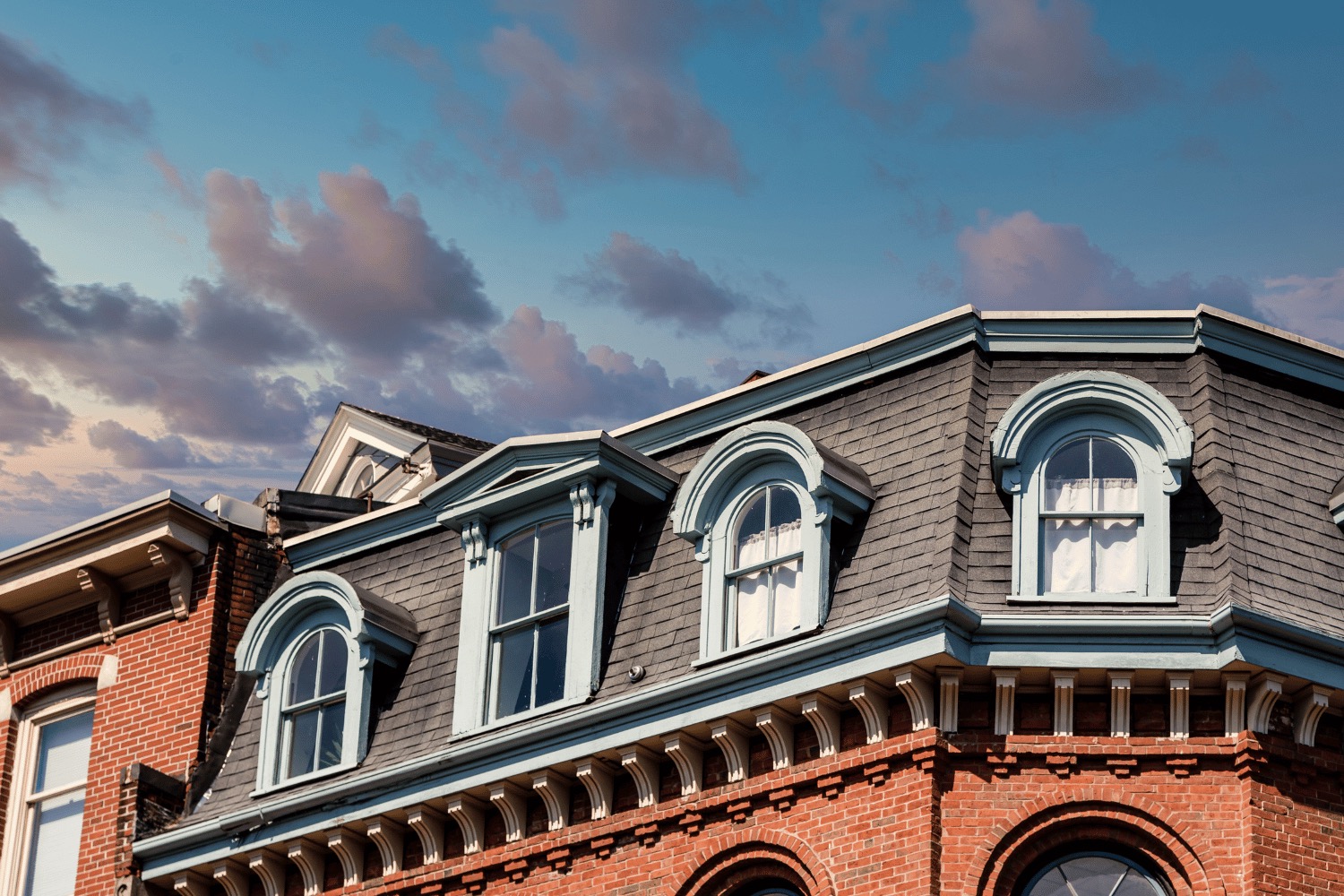 Illustration of different mansard roof variations