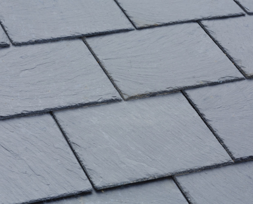 Gray slate tile roofing