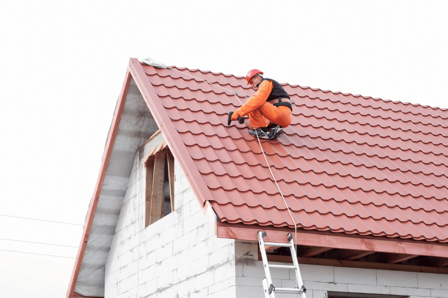 An illustration showing post-installation care and maintenance for a new roof. 