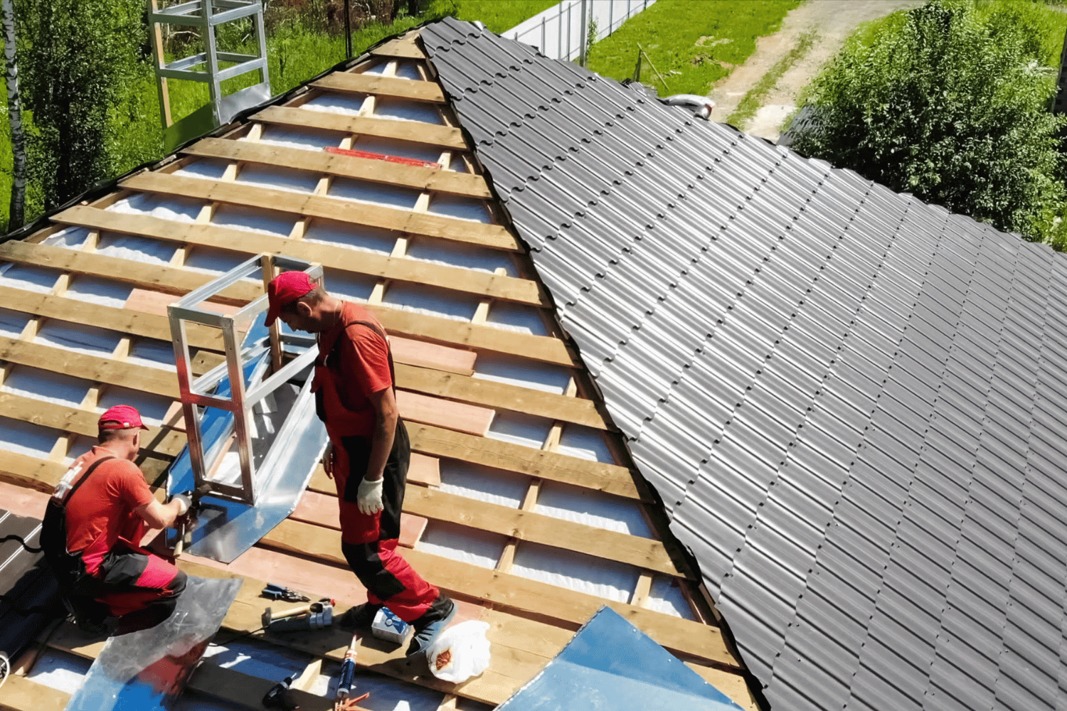 Illustration of a roofing partner service. 