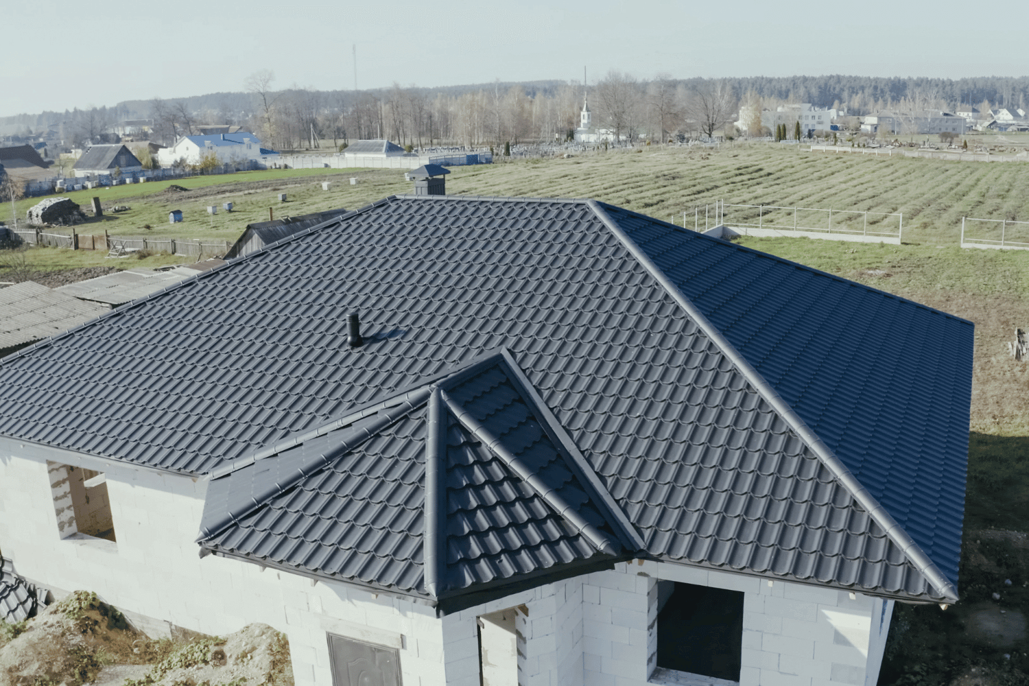 Illustration of various types of gable roofs. 