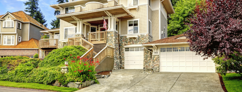 An illustration of a home enduring various weather conditions with low maintenance vinyl siding.