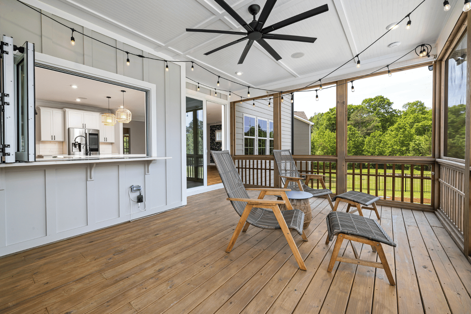 A completed insulated porch floor with visible insulation layers. 