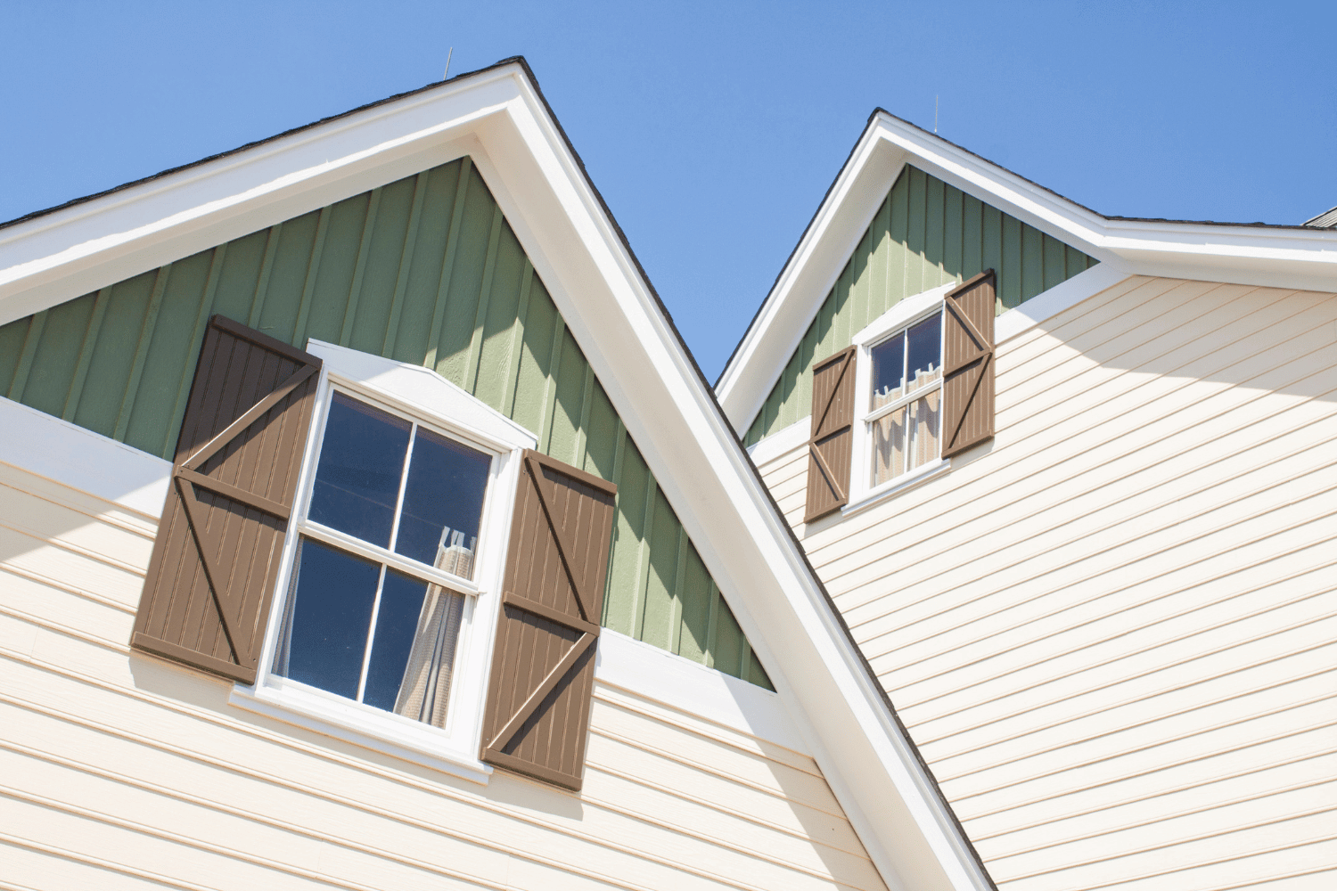 A house exterior showcasing lap siding, emphasizing its smooth and linear appearance. 