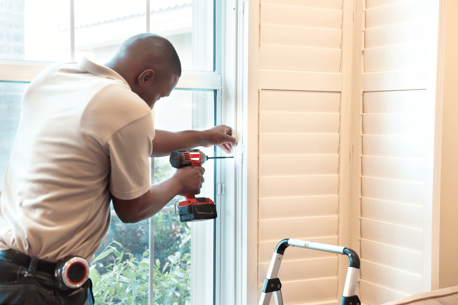 Installing a new window in the prepared opening. 