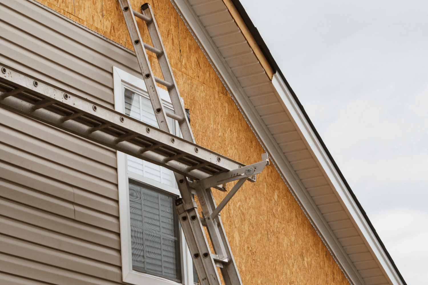 Professional team from CoMo Premium Exteriors working on siding. 