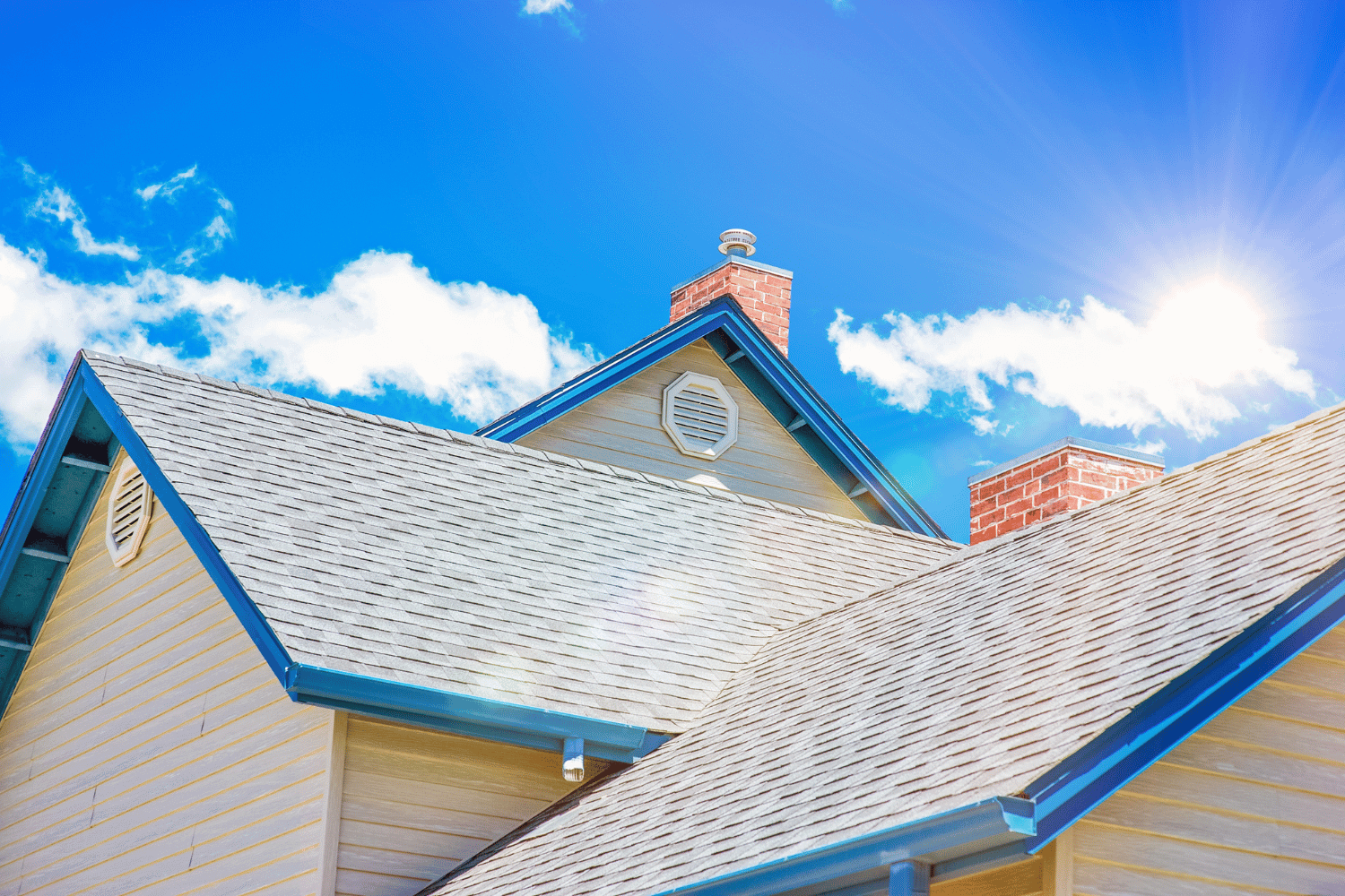 A close-up view of a roof's edge showcasing the drip edge installation. 