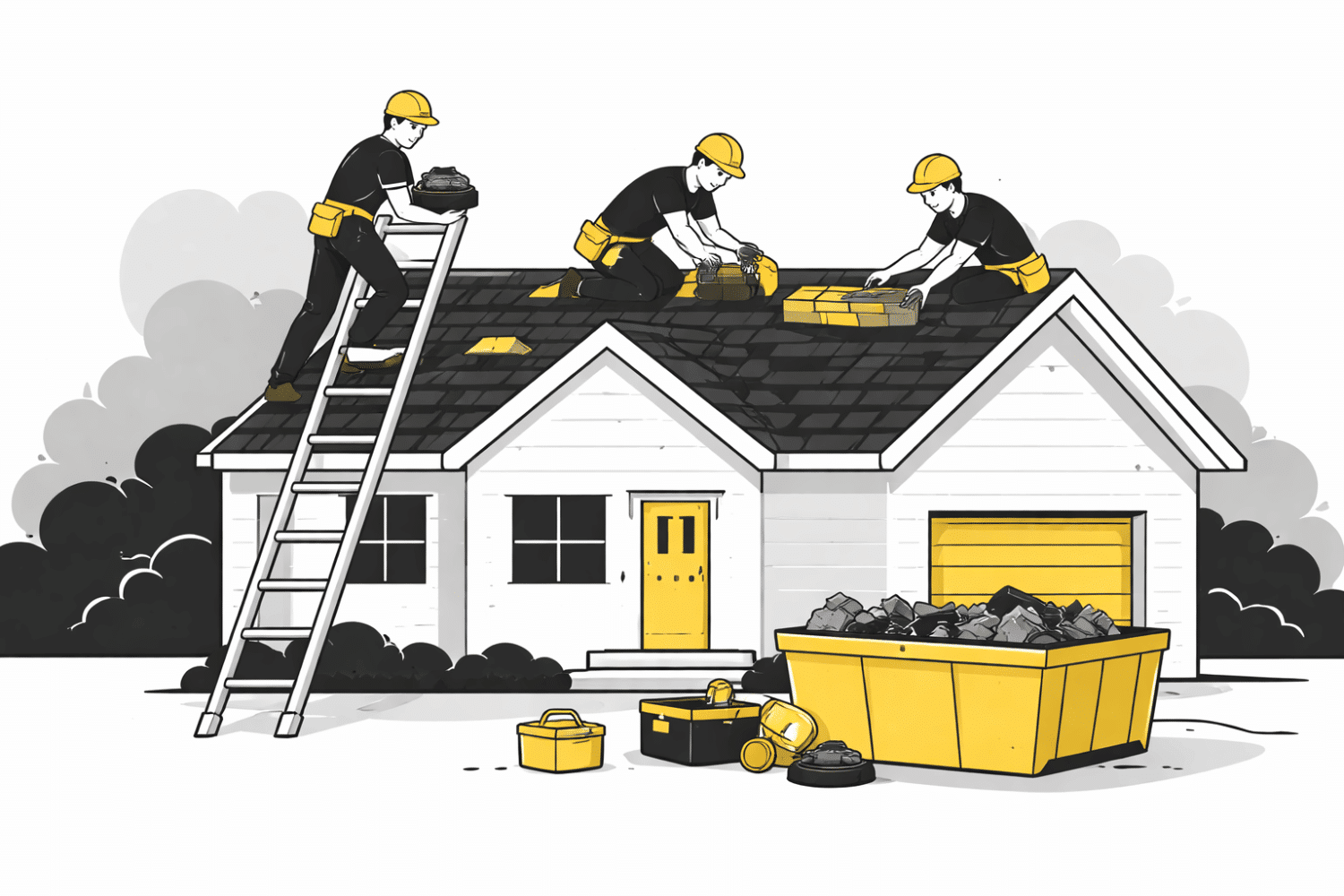 A professional roofing crew is seen installing new asphalt shingles on a residential home, ensuring proper roof repair to prevent future roof damage. Homeowners should be aware of the importance of regular maintenance and how to file a roof insurance claim in case of sudden and accidental damage.