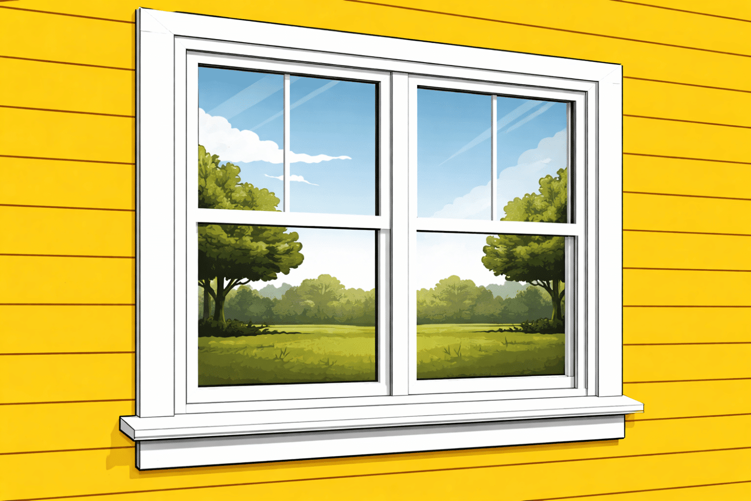 The image shows a modern energy-efficient window installed on the exterior of a residential home, featuring sleek window frames and multi-pane glass designed to enhance insulation and reduce energy bills. This installation highlights the importance of professional installation for optimal performance, especially in regions prone to severe weather and potential storm damage.