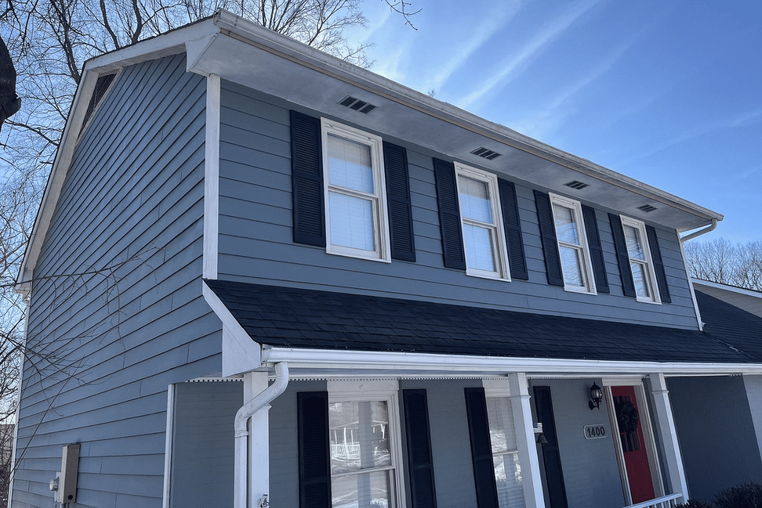 14513 Seamless Black Gutters with Hidden Fasteners Before