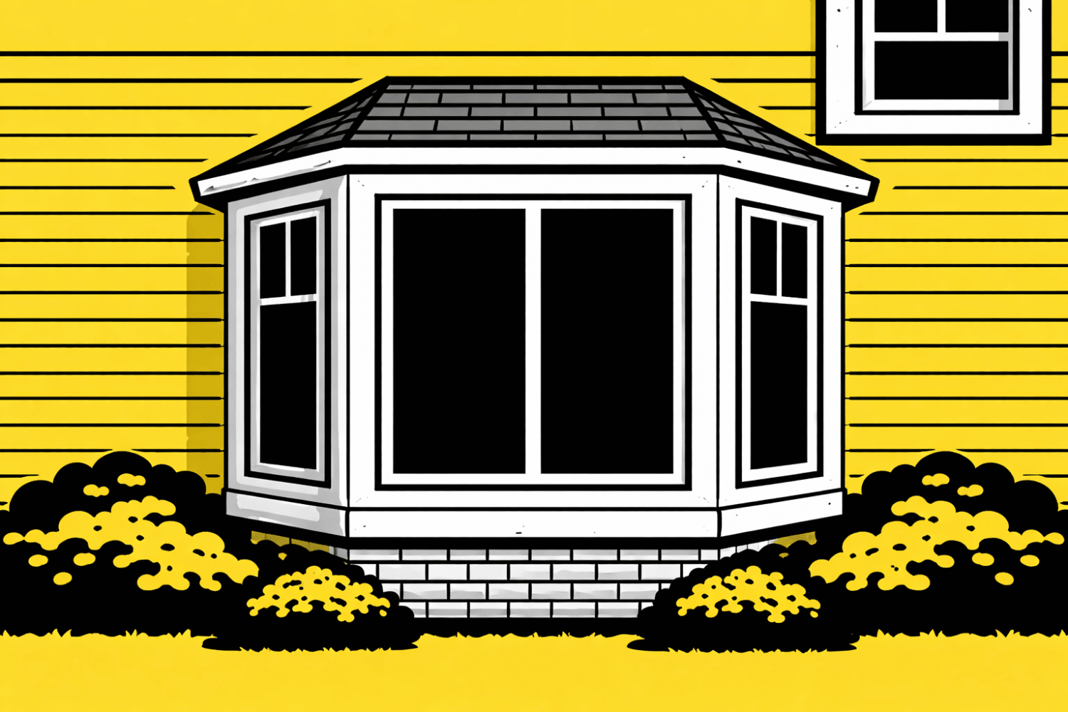 The image features a stunning bay window on the exterior of a traditional two-story home, surrounded by well-maintained landscaping. This attractive window style not only enhances the home's curb appeal but also offers energy-efficient options for improved insulation and lower energy bills.