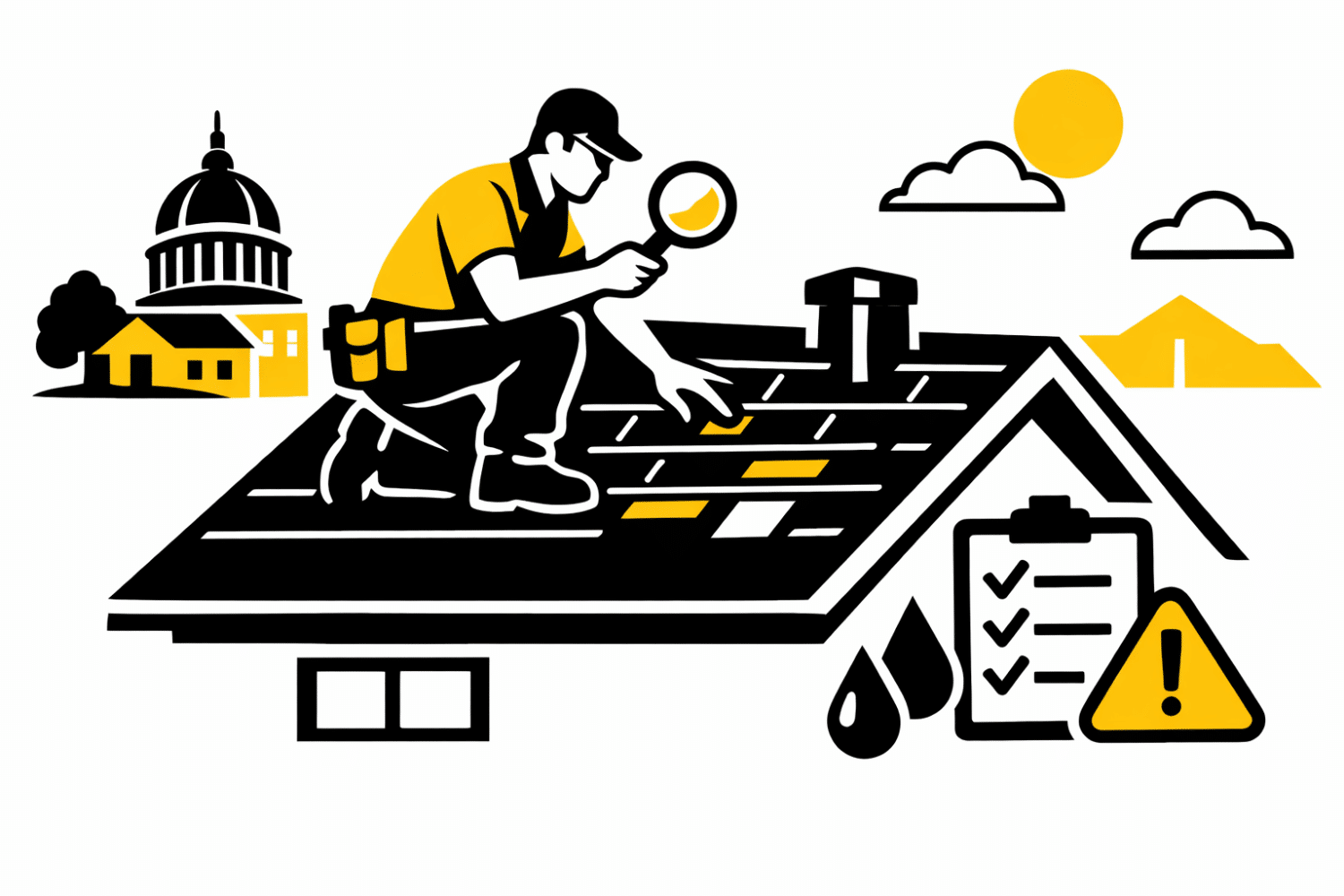 A professional roofing contractor is conducting a thorough roof inspection on a residential home, assessing the existing roofing material and structure to identify any potential issues. This inspection is crucial for homeowners considering a roof replacement project, as it helps determine the actual costs and necessary repairs to prevent leaks and ensure the longevity of the roof.