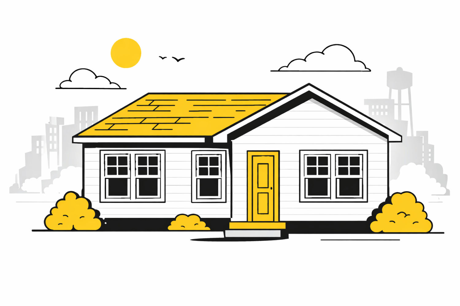 The image shows a traditional single-story ranch home featuring white vinyl double-hung windows, which are a popular choice for their energy efficiency and low maintenance. These vinyl windows enhance the home's aesthetic appeal while providing excellent insulation, making it comfortable year-round in Missouri's varying temperatures.