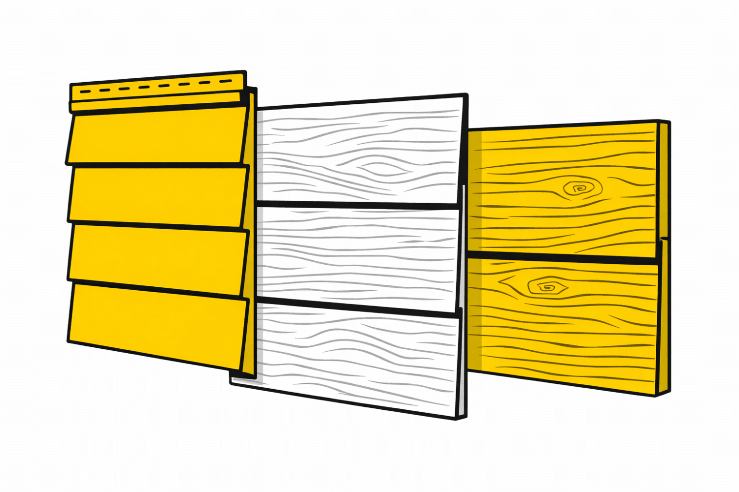 The image features a close-up view of various siding texture samples, including vinyl, fiber cement, and wood siding, arranged neatly side by side. These samples showcase different materials and finishes, highlighting options for homeowners considering siding installation or replacement to enhance their home's exterior and curb appeal.