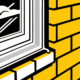 The image shows a close-up view of a residential window frame and seal on the exterior of a brick home, highlighting the materials used for energy efficiency. This detail emphasizes the importance of proper sealing in replacement windows, whether vinyl or fiberglass, to prevent air leakage and enhance insulation in Missouri's extreme temperatures.
