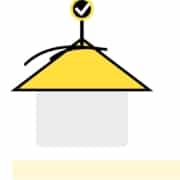 Minimalist illustration of gutter guards directing rainwater away from a Mid-Missouri home