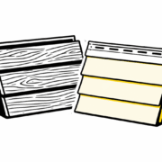 The image features a close-up view of two different siding panel samples, showcasing the distinct textures and profiles of engineered wood siding and vinyl siding. This comparison highlights the variations in materials that can enhance a home's exterior, emphasizing the importance of choosing the right siding for durability and curb appeal.