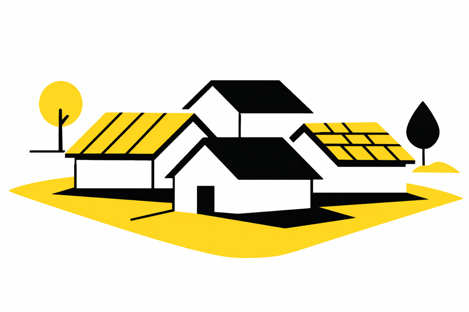This aerial view showcases a residential neighborhood with homes featuring a variety of roofing materials, including metal roofing, asphalt shingles, and slate tiles. The image highlights the diversity of roofing options, essential for Missouri homeowners to consider for energy efficiency and durability against the state's severe weather.