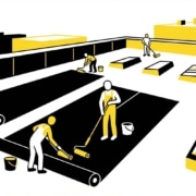 EPDM rubber roofing membrane installation on a flat roof in Mid-Missouri