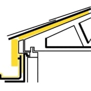 Cross-section diagram of fascia board installation showing roof edge, drip edge, and gutter connection