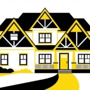 Gable roof design showing triangular peaks and architectural details in CoMo Premium Exteriors brand colors