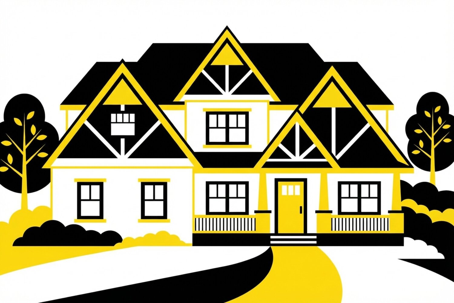 Gable roof design showing triangular peaks and architectural details in CoMo Premium Exteriors brand colors