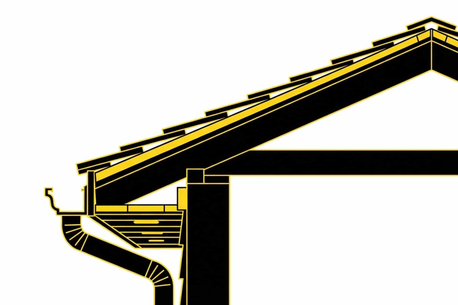 Roof eave diagram showing fascia soffit and gutter components for Lake of the Ozarks homes