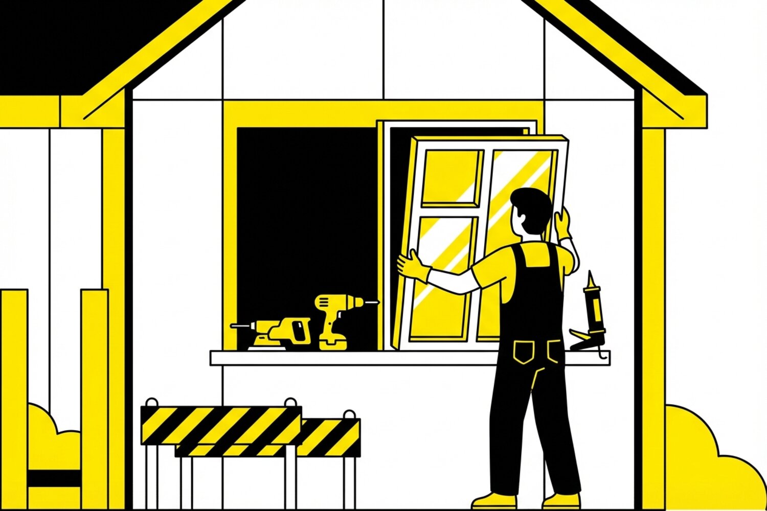 Wood window replacement process on a Central Missouri home showing new energy-efficient window installation