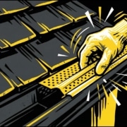 Gutter guard installation at shingle edge