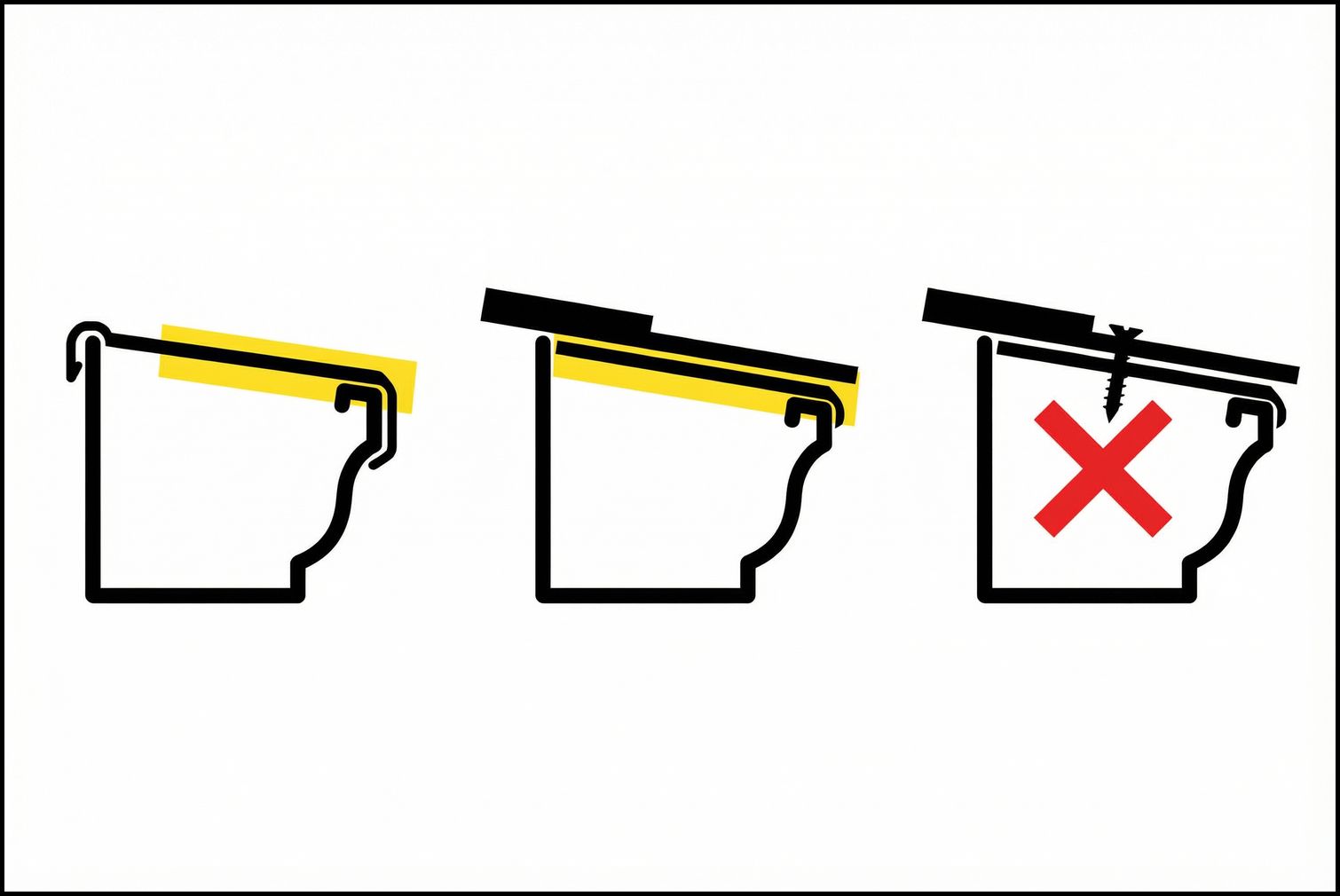 Three gutter guard installation methods: gutter-lip mount, floating under-shingle, and fastened through shingle