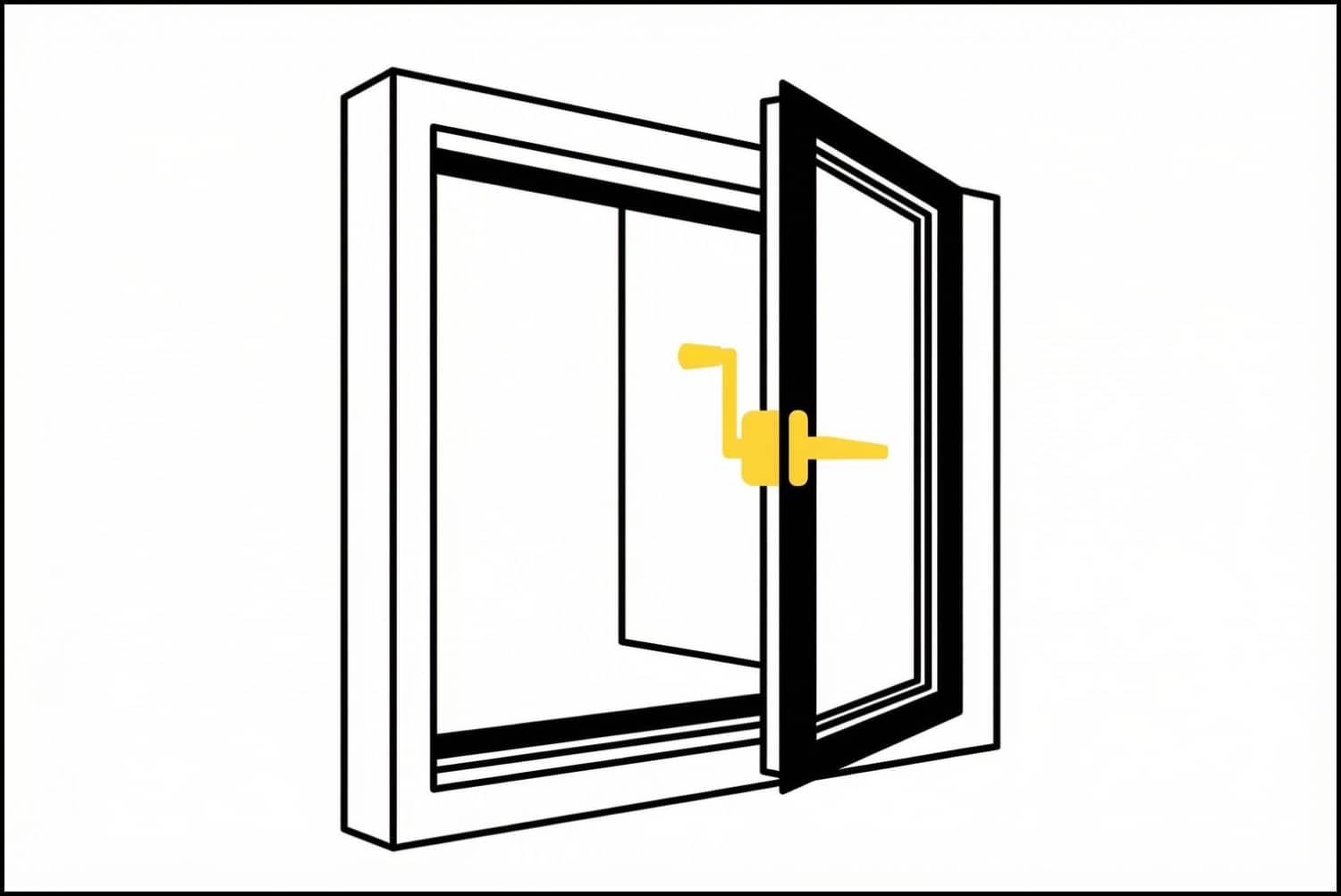 Casement window cranked open on residential home