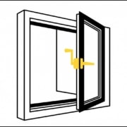Casement window cranked open on residential home