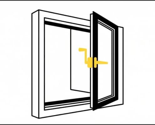 Casement window cranked open on residential home