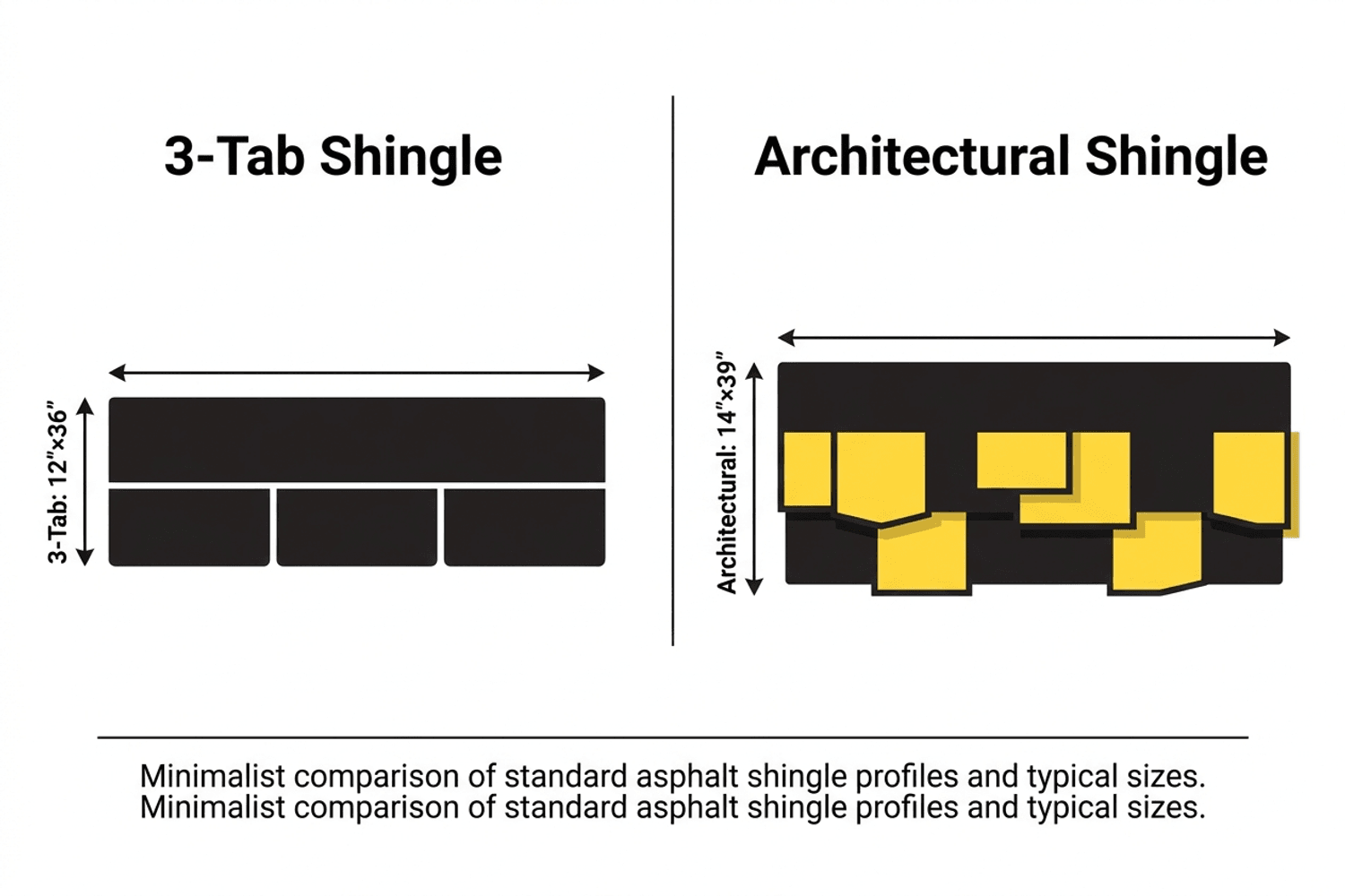 Comparison of three-tab and architectural asphalt shingle sizes for Central Missouri homes