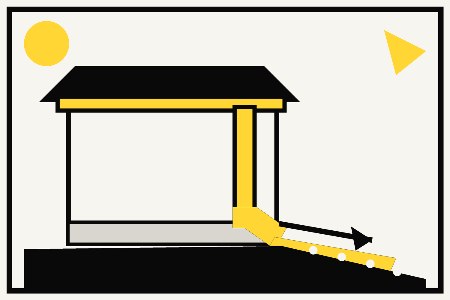 Downspout extension carrying roof runoff down slope and away from a home foundation