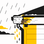 Damaged fascia and gutter attachment showing why a gutter can pull away after heavy rain