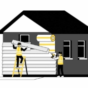 Siding installation crew working through the exterior replacement process on a home