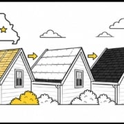 Flat illustration of roof installation steps on a Missouri home