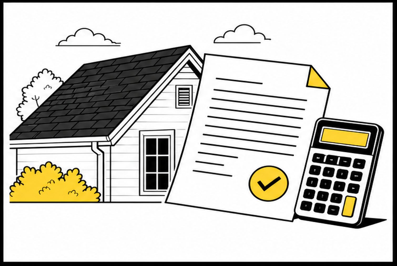 Flat illustration of a roof contract review for a Missouri home