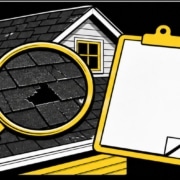 Bold flat illustration of a Missouri roof inspection report