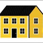 Minimalist flat illustration of a Mid-Missouri home with yellow vinyl siding showing buckling where panels were installed too tightly