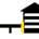 Black, yellow, and white illustration of a deck beside a sided house, highlighting the deck-to-wall connection.