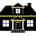 Minimalist flat illustration of a Mid-Missouri house with a new dormer and a porch roof, gutters along the eaves, and outlet locations shown as simple shapes, in black, yellow, and white.